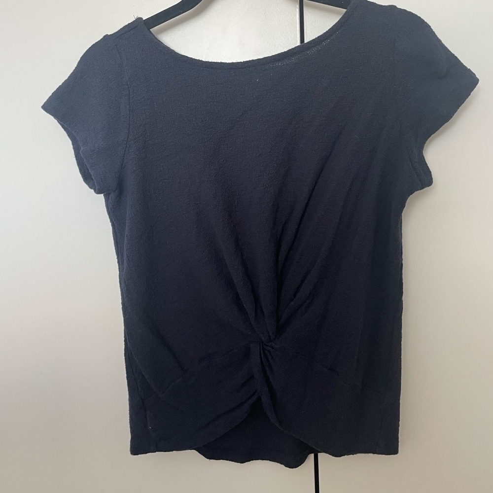 LOFT dark blue shirt. Good for work outfits in the summer.